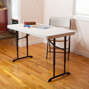 Lifetime 80160 Commercial Height Adjustable Folding Utility Table, 4 Feet, White Granite