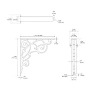 Signature Hardware Lienna Scrollwork Brass Shelf Bracket, 7-1/8 in Length, Brushed Nickel Finish, 955215-7