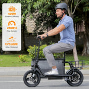 COBIZI 500W Electric Scooter for Adult, Black, 500W-25 Miles-Adjustable Seat And Basket