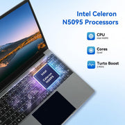 AEEZO LT1505 15.6 Inch Laptop, 16GB RAM, 512GB SSD, Intel Celeron Quad-Core, 1080P FHD, 38000mWh Battery, Windows 11