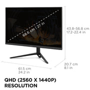 ViewSonic VX2728J-2K 27 Inch QHD IPS Gaming Monitor, 180Hz Refresh Rate, 0.5ms Response Time, FreeSync Premium, NVIDIA G-Sync Compatible, Advanced Ergonomic Stand, HDMI and DisplayPort