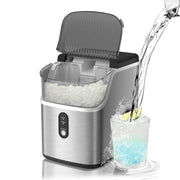 Auseo Portable Ice Maker Machine, Stainless Silver