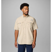 Columbia Men's PFG Bahama II Short Sleeve Fishing Shirt, Lightweight Nylon, Relaxed Fit, UPF Sun Protection, Fossil, 2X Tall, 10116531622XT