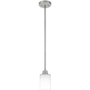 Quoizel Pruitt Blueprint Glass Mini Pendant Ceiling Light, Brushed Nickel, 1-Light, 100 Watt, PRUO1507BN