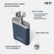 Yeti 7 oz Flask, Blue Camo, Stainless Steel, Leakproof, Portable, Includes Filling Funnel