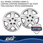 Coast2Coast 5 Spoke Gloss Painted Silver 16 Inch Wheel Cover Set of 4 IWC431/16S