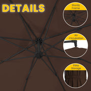 FUNDAZE 8x8ft Square Cantilever Patio Umbrella with Crank, Adjustable Tilt, Heavy-Duty Base, Brown