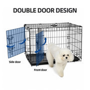 ABC Pet Folding Metal Dog Crate, Durable Double-Door Wire Kennel with Leak-Proof Tray, Black, 48x30x32.7 in