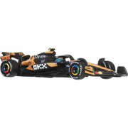 Mattel Hot Wheels Premium Formula 1 Race Car, 2025 McLaren Team #4 Lando Norris, 1:64 Scale, Metal Body, Real Riders Tires JKD88
