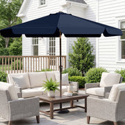 FUNDAZE 10ft Outdoor Patio Umbrella, Navy Blue, Round Canopy, Crank Lift, Adjustable Tilt, Heavy Duty Iron Frame