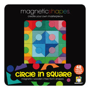Brainwright 48-Piece Magnetic Shapes Circle in Square Puzzle, Wooden, Multicolor, Travel-Friendly Tin, 8x8 in, 8107-5