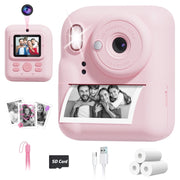 Seckton Dual-Lens Instant Print Camera for Kids, 48MP Photos, 1080P Video, Thermal Printing, Pink, 1300mAh Battery