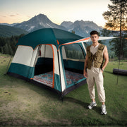 Mapskey 4 Person Camping Tent, Family Cabin Design, Mesh Door, Ventilation Windows, Green