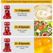 SPECSTAR VH1566-BK 4.75 Quart Multifunctional Stand Mixer, 8 Speed Electric Kitchen Mixer w/380W Motor, Red