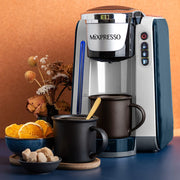 Mixpresso Single Serve Coffee Brewer, Compatible with K-Cup Pods and Ground Coffee, 4 Brew Sizes, 45oz Removable Water Tank, Rapid Brew Technology, Auto Shut-Off, Blue and Grey, K4NBG00