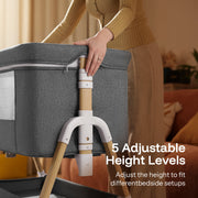 HARPPA 3-in-1 Baby Bassinet Bedside Sleeper with Adjustable Height, Breathable Mesh Sides, Mosquito Net, Storage Basket, Gray, XYT607