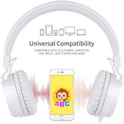 Gorsun GS778 Kids Lightweight Stereo Wired Headphones, White