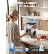 Goosiay Mini Countertop Nugget Ice Maker, Portable, Stainless Steel, 33 lbs Daily Output, Soft Chewable Pellet Ice, HZB-15NG