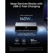 Anker Prime Laptop Docking Station, 14-Port Triple Display with DisplayLink, 140W Charging, Smart Display, Cooling Fan, Phantom Gray, A83B3
