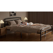 Kinsfook Metal Full Size Bed Frame, Victorian Style Headboard and Footboard, Black