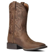 Ariat Mens Sport Outdoor Western Boot, Full-Grain Leather, Distressed Brown, 11 in Shaft, Square Toe, 1.5 in Heel, 10038330