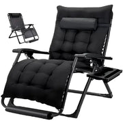 VECUKTY Oversized Zero Gravity Chair Oversized XL Ergonomic Patio Recliner Folding Reclining Chair for Indoor and Outdoor,Black