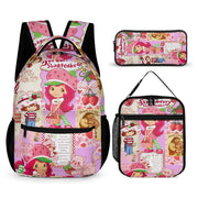 ASDFW55D Strawberry Shortcake Berry Bitty Adventures 3-in-1 Lightweight Backpack Set with Large Capacity, Lunch Bag, and Pencil Bag