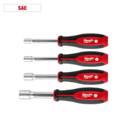 Milwaukee 4-Piece SAE HollowCore Nut Driver Set, Tip Sizes 1/4 in to 9/16 in, Color-Coded, Wrench-Ready Steel Shanks, 48-22-2444
