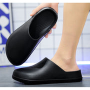 GlowHorizon Unisex Chef Shoes, Anti Slip, Waterproof, Closed Toe, Slip On Clogs, Black, Medium Width, Sizes 5.5-6.5 US