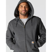 Carhartt Paxton Men's Heavyweight Hooded Zip-Front Sweatshirt with Rain Defender Water-Repellent Finish, Carbon Heather, Large