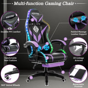 HOFFREE Ergonomic Computer Chair with Massage and LED RGB Lights Black / Purple