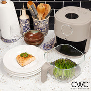 Cook With Color Air Fryer, 1200W, 4 Qt Glass Basket, Digital Touch Display, 6 Presets, Temperature Control 175F-400F, 60-Minute Timer, Black, YWAF52-BLK