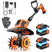 Tanbaby SY-818 Cordless Electric Cultivator, 360 RPM Garden Cultivator, Battery-Powered Marker with 2 x 4.0 Ah Batteries, 9