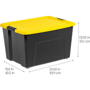 IRIS 500277 60qt Storage Bin with Secure Latching Buckles, Black/Yellow