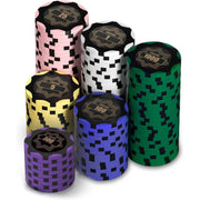 HEITOK Clay Poker Chip Set, 100 Pieces, 14g Weighted Clay Composite Chips, Multicolor, Includes Playing Cards, Dice, Dealer Button, Aluminum Carrying Case, XY-8111