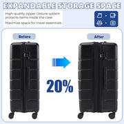 Edx Gianna 24 Inch Hardside Expandable Rolling Luggage with TSA Lock and 360 Spinner Wheels, Black, XLX-24IN-BK