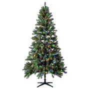 Holiday Time 7-ft Duncan Fir Pre-Lit Green Artificial Christmas Tree with Color-Changing LED Lights and Quick Set