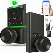 Blacksmith 37549 Smart Door Lock with Handle and 5 Ways Quick Unlock, Black