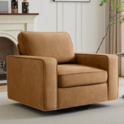 Coolhut 360 Swivel Accent Chair, Upholstered Beige Fabric, 36.2 in Wide, Sturdy Wood Frame with Metal Legs
