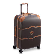 Delsey Paris Chatelet Air 2.0 24 Inch Checked Suitcase, Chocolate Brown, Hardside Polycarbonate, Dual-Density Spinner Wheels, TSA Combination Lock, 9.1 lb