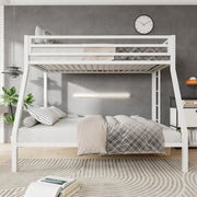 Amolife 1023794-2 Twin Over Full Size Metal Bunk Bed with Removable Ladder, Full-Length Guardrail, White