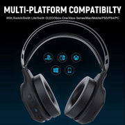 BatteryJack HC-S2036 Wireless Gaming Headset, Over-Ear, Dual 50mm Drivers, Surround Sound, Bluetooth 5.1, Black