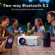 GCZ Mini Projector with 80-Inch Screen, Native 720P Resolution, 1080P and 4K Support, Two-Way Bluetooth 5.2, HDMI USB TF Card Compatible, Portable LCD CD04
