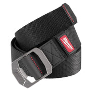 Milwaukee Electric Freeflex Nylon Webbing Belt, Tear-Resistant, Built-In Stretch, No-Slip Friction Buckle, Black, 1.5 Inch Width, Large 34-38 Size