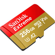 SanDisk Extreme 256GB microSDXC UHS-I Memory Card, Class 10, U3, V30, A2 App Performance, Gold, SDSQXAV-256G-GN6GN
