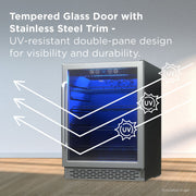 TCL 161 Can Beverage Cooler, 24 In, Stainless Steel, Wi-Fi Enabled, Adjustable Temperature, LED Lighting, Compact TRV161BAS