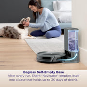 Shark Navigator Robot Vacuum with Self-Empty Base, SmartPath Navigation, HEPA Filter, Gray, RV2120AE