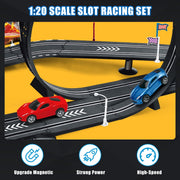 Fistone Slot Car Race Track Set, 28ft Dual Loop Track, 4 High-Speed Cars, 2 Electric Controllers, 2 Manual Controllers