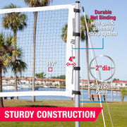 MD Sports Pro Volleyball and Badminton Set with Adjustable Steel Poles, 32 ft Nylon Net, 4 Aluminum Alloy Badminton Rackets, Synthetic Leather Volleyball, Includes Pump and Duffle Bag
