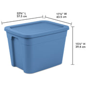 Sterilite 18 Gallon Plastic Storage Bin with Snap-On Lid, Stackable, Blue, 8 Pack